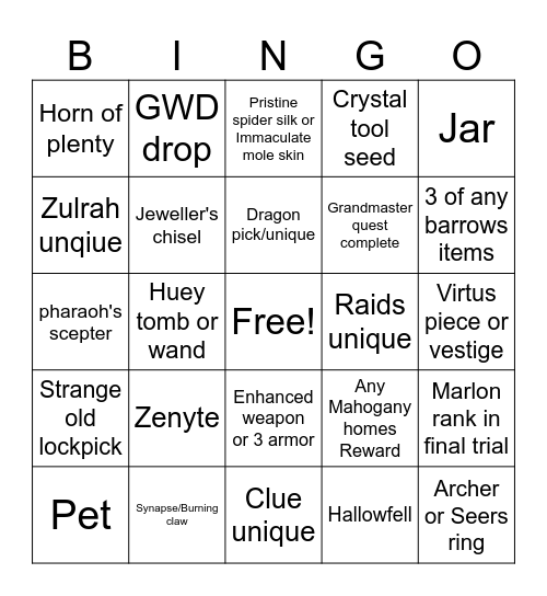 The Sirs Bingo Card