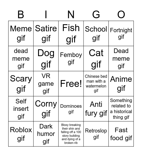 Gif Bingo Card