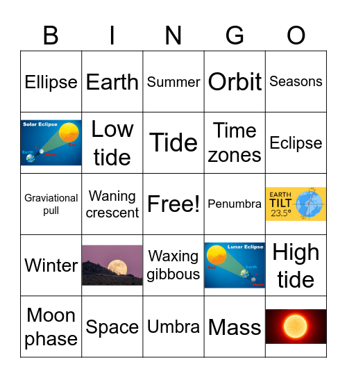 Earth Moon Sun Bingo Card