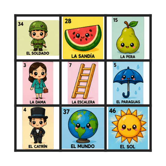 Loteria tradicional Bingo Card