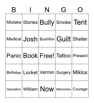 Now - Morris Gleitzman Bingo Card