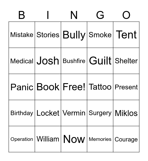 Now - Morris Gleitzman Bingo Card