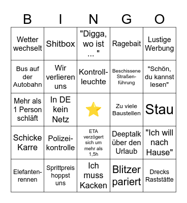 Back to the Deutschland Bingo Card