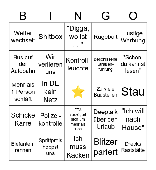 Back to the Deutschland Bingo Card