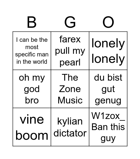Tr1 Soundboard Bingo Card