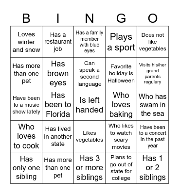 Find Someone Who... Bingo Card