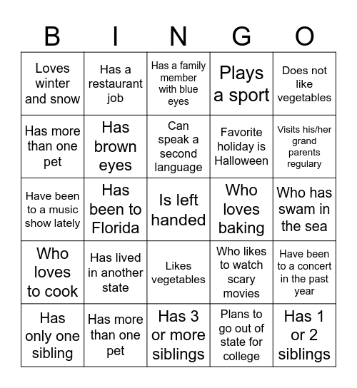 Find Someone Who... Bingo Card
