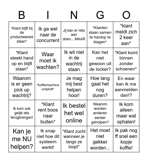Wachtrij bingo Card