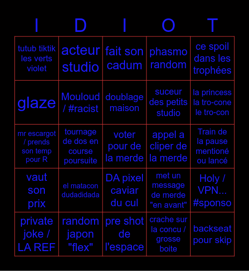 MR Bingo Card