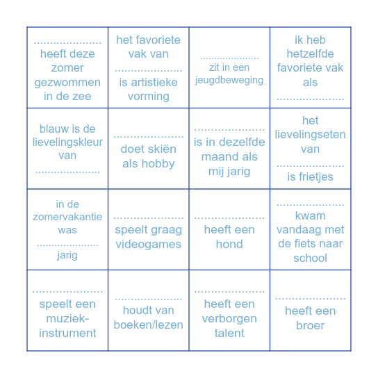Kennismakings-BINGO Card