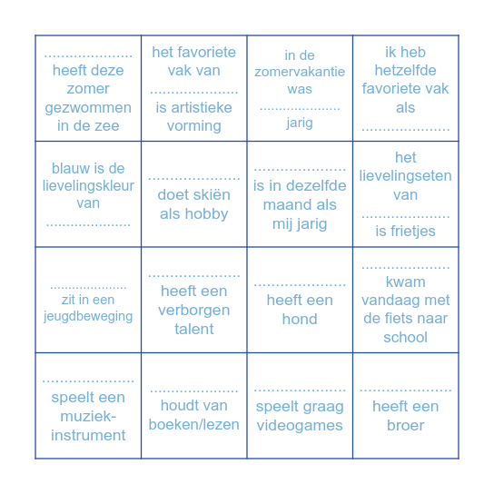 Kennismakings-BINGO Card