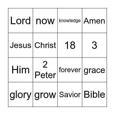 2 Peter 3:18 Bingo Card