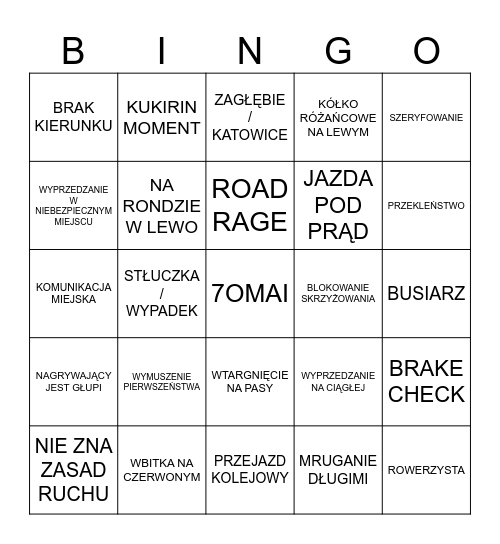 STOP CHAM Bingo Card
