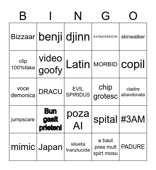 BINGO BOSCHETARI PARANORMALI Bingo Card
