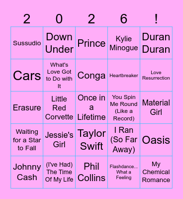 Summer 80s Bingo Card