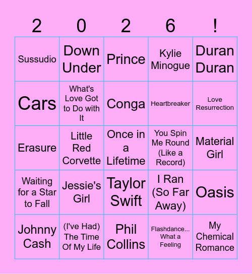 Summer 80s Bingo Card