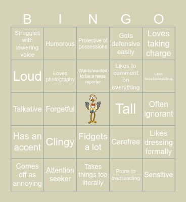 TAOHK&I Kinnies - Dachonosuke Bingo Card
