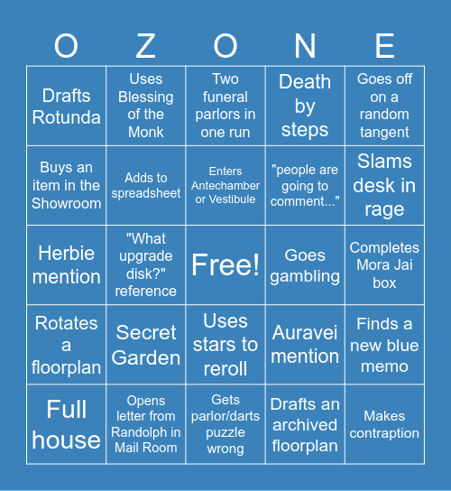 Ozone Blue Prince v3 Bingo Card