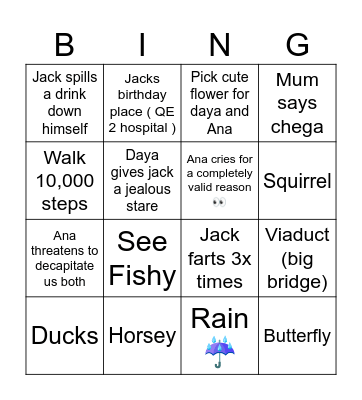 Jacks bingo adventure Bingo Card
