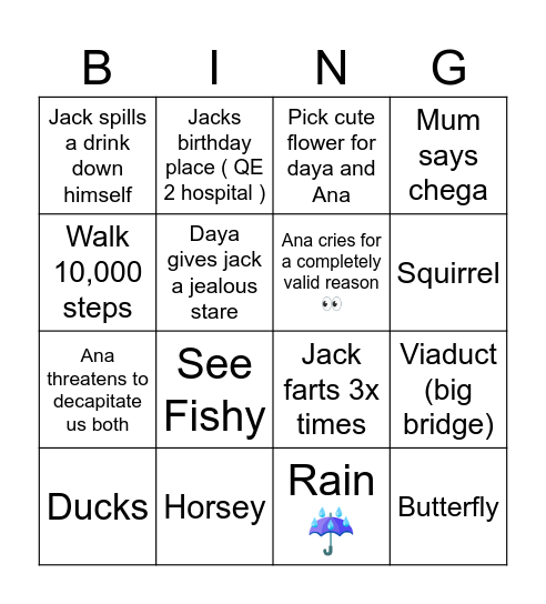 Jacks bingo adventure Bingo Card