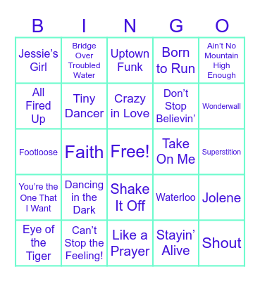 Musical Bingo Card