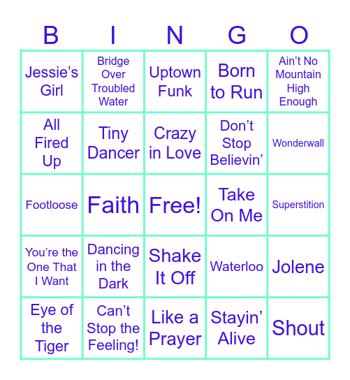 Musical Bingo Card