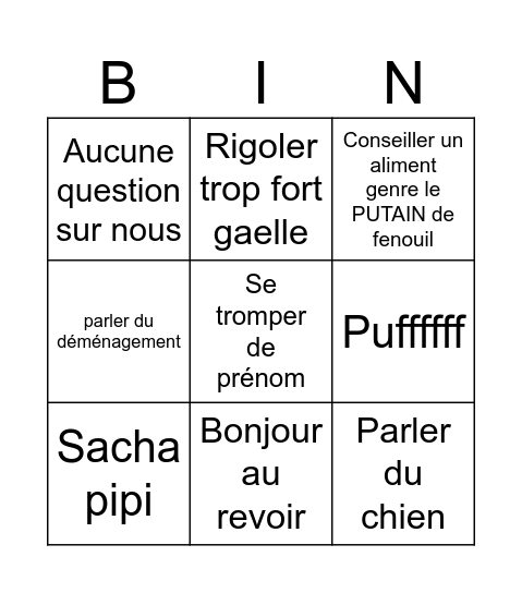 Bingand bis Bingo Card