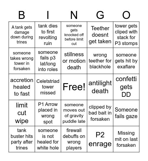 Kefka Bingo Card