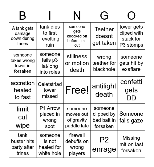 Kefka Bingo Card