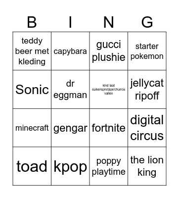 prijzen kermis Bingo Card