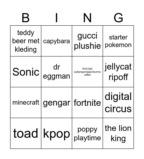 prijzen kermis Bingo Card