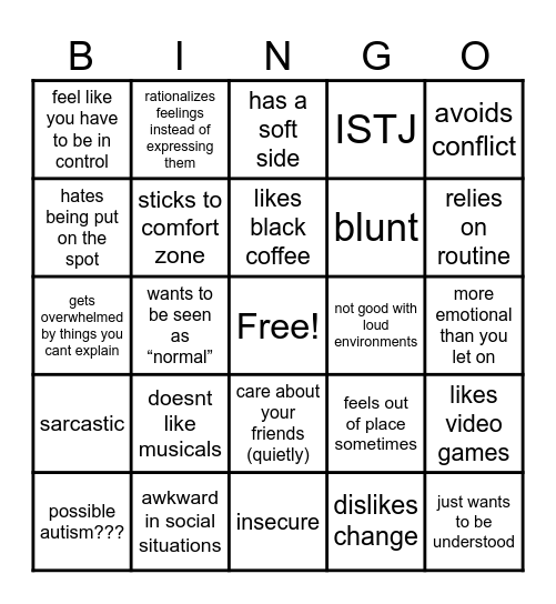 Paul Matthews Kinnie Bingo Card