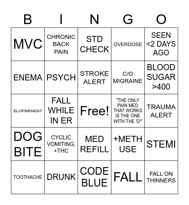 ER BINGO Card