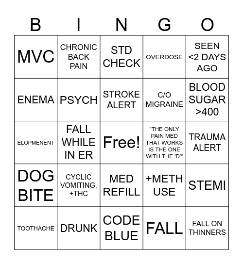 ER BINGO Card