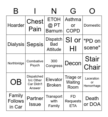 AMR Bridgeport Bingo Card