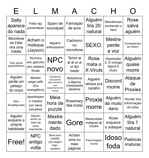 Sessão Média de In The Woods Bingo Card