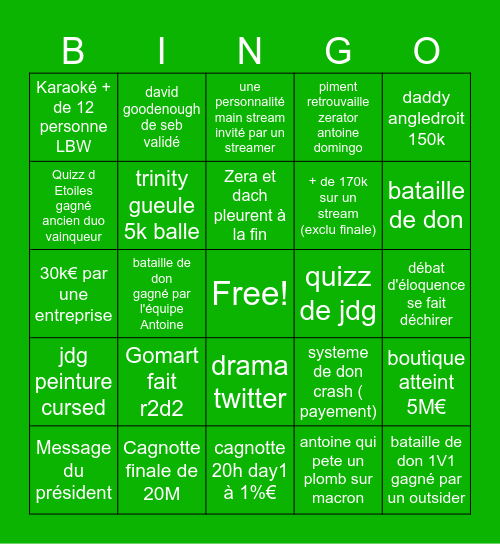 zevent Bingo Card