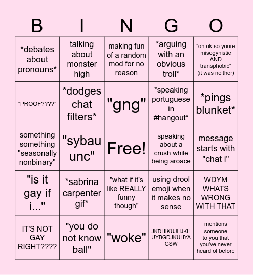 Emilia Bingo Card