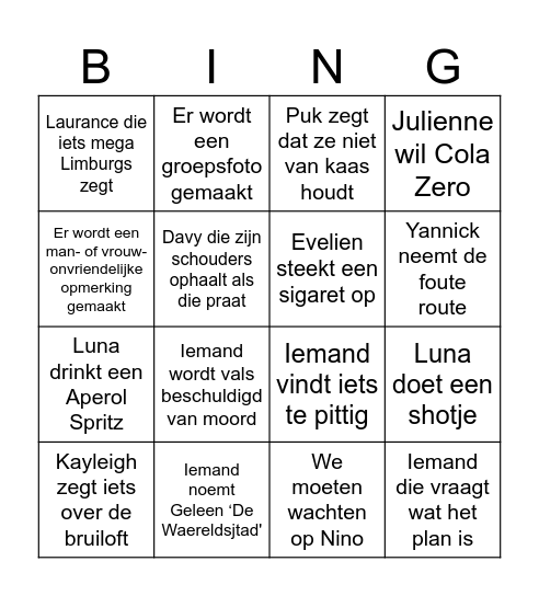 Jack Bingo Card
