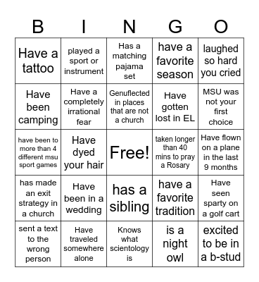 Bible study Bingo Card