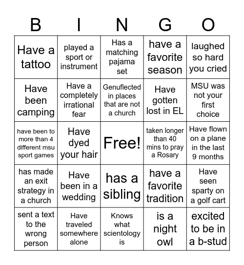 Bible study Bingo Card