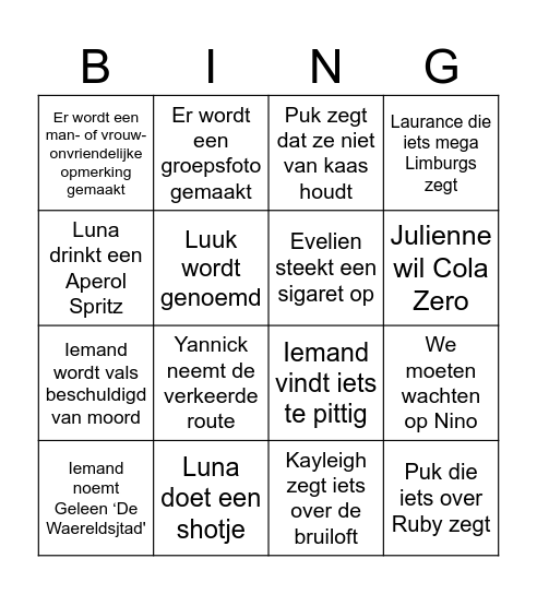 Jack Bingo Card