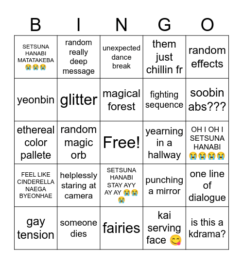 TXT MV Bingo Card