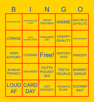 GOanimate bingo Card