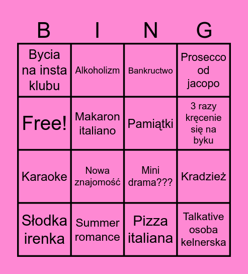 ITALODISCO Bingo Card