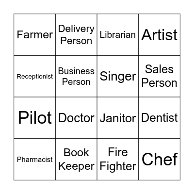 OCCUPATIONS Bingo Card
