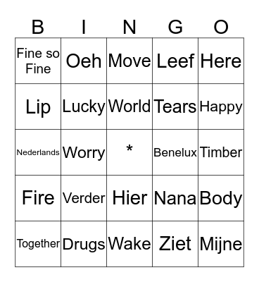 Muziek Bingo Card