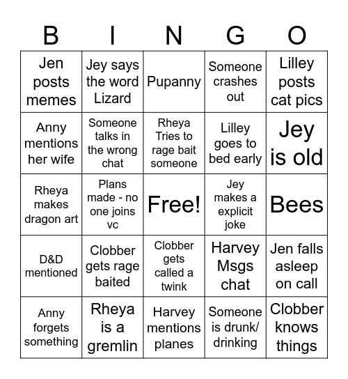 FRIEND ZONE BINGO Card