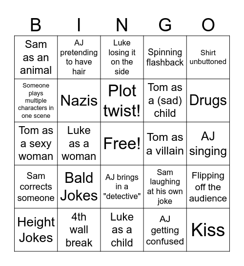 Shoot from the Hip Bingo Card