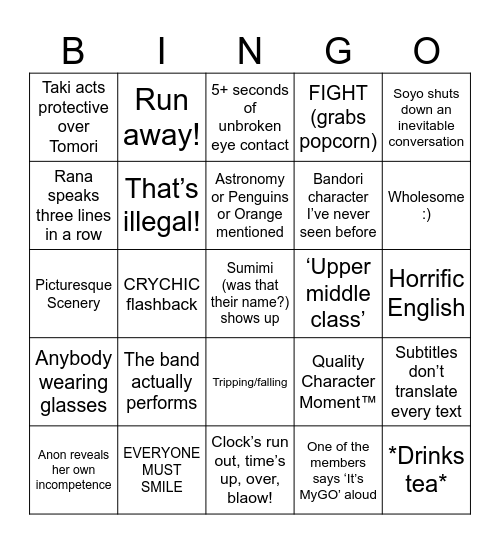 It's MyBINGO!!!! Bingo Card